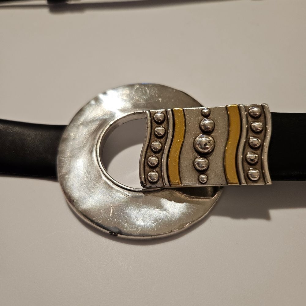 Chico's Black Leather Belt Sz S-XL 41" Adjustalbe - Picture 8 of 9